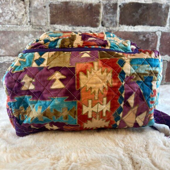 Handmade Quilted Aztec Pattern Backpack & Pouch Set In Multicolor Fabric - Picture 6 of 11